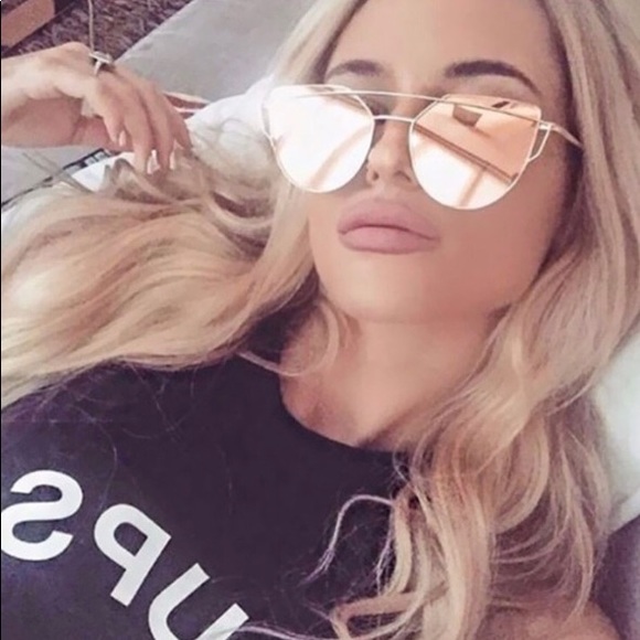 Cat eye reflective pink sunglasses - Picture 2 of 7